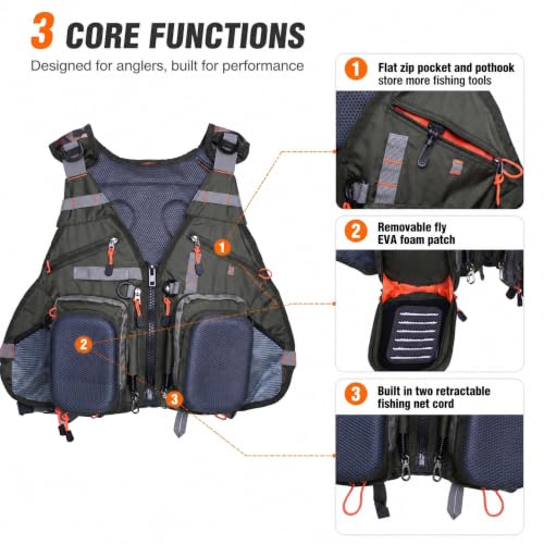 Kylebooker Fly Fishing Vest Pack Adjustable for Men and Women - color: Army Green (Backpack)
