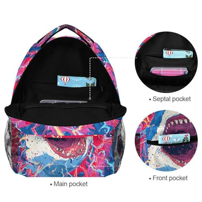 susiyo Cartoon Shark School Backpack Bookbag Lightweight College Back Pack Travel Camping Casual Daypack for Teens Girls Boys Women Men - color: Cartoon Shark