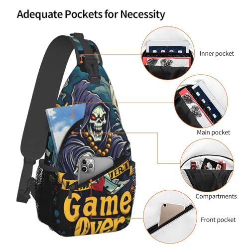 Skull Outdoor Crossbody Shoulder Bag For Unisex Young Adult Hiking Bicycling - color: 28