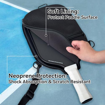 Pickleball Paddle Cover with Adjustable Shoulder Strap & Mesh Pocket