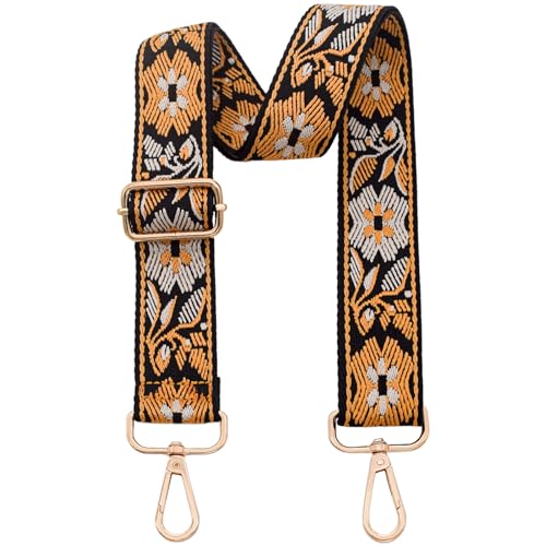 Replacement Purse Strap Shoulder Strap Adjustable Crossbody Strap for Women Crossbody Wide Shoulder Bag - color: Gold Floral-gold Metal