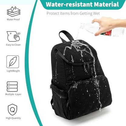 NOL Natural Organic Lifestyle Women's Quilted Puffer Backpack, Large Waterproof Lightweight Puffy Bookbag, Carry on Daypack for Travel, Work (Black) - color: Black