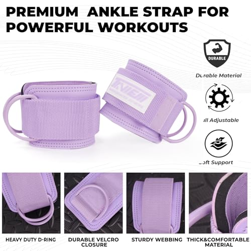 TAVIEW Ankle Straps Cable Machine Attachment for Gym - Cable Kickback Ankle Straps - Padded Ankle Cuffs for Glute Kickbacks and Leg Workouts - color: Purple-Pair