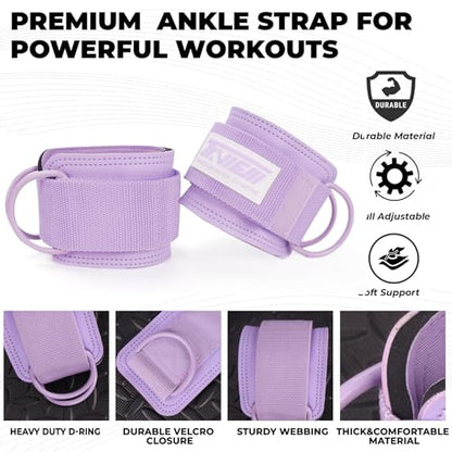 TAVIEW Ankle Straps Cable Machine Attachment for Gym - Cable Kickback Ankle Straps - Padded Ankle Cuffs for Glute Kickbacks and Leg Workouts - color: Purple-Pair