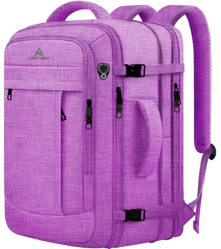AREYTECO 55L Carry On Backpack, Extra Large Laptop Backpack, Big Capacity Travel Backpack for Women, Expandable Water Resistant Bag Anti-Theft Business Daypack Fit 18 Inch Laptop with USB Port,Purple - color: Purple, size: 18.4 Inch (22''x14''x11'')