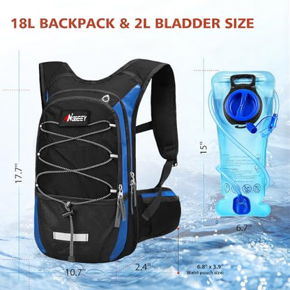 Hydration Pack, Insulated Hydration Backpack with 2L Hydration Bladder, Hiking Backpack for Men Women Kids, Water Backpack for Hiking, Running, Cycling, Camping - color: Black Blue