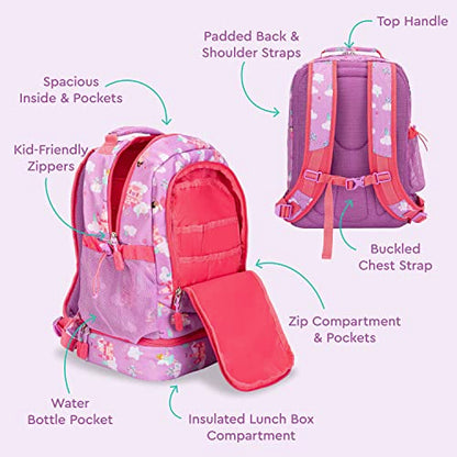 Bentgo Kids 2-in-1 Backpack & Insulated Lunch Bag - Durable 16” Backpack & Lunch Container in Unique Prints for School & Travel - Water Resistant, Padded & Large Compartments (Fairies) - color: Fairies