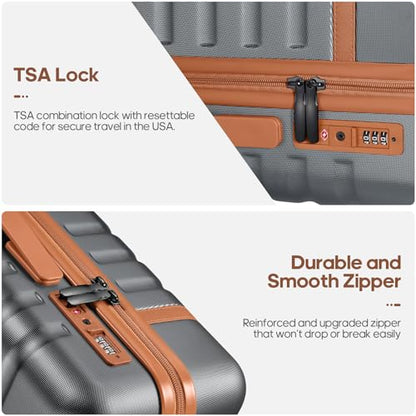 UKEIN Luggage Sets 3 Piece, Carry On Luggage 20In With Spinner Wheels,PC Hardside Suitcase Set with TSA Lock,Durable Carry On Suitcase With Travel Backpack for Men (Grey, 3 piece set (20inch)) - color: Grey, size: 3 piece set (20inch)