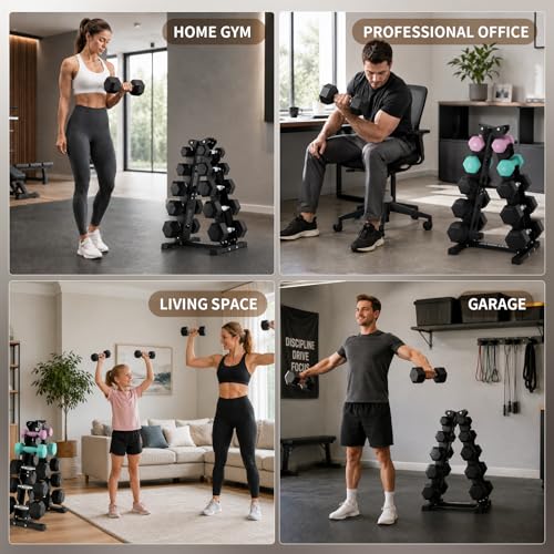 LIONSCOOL 5/6 Tier A-Frame Dumbbell Rack Stand Only, Heavy Duty Steel Weight Rack for Home Gym, Space-Saving Dumbbell Stand (200/300/600LBS Capacity) - size: 5 Tier 5-35LB