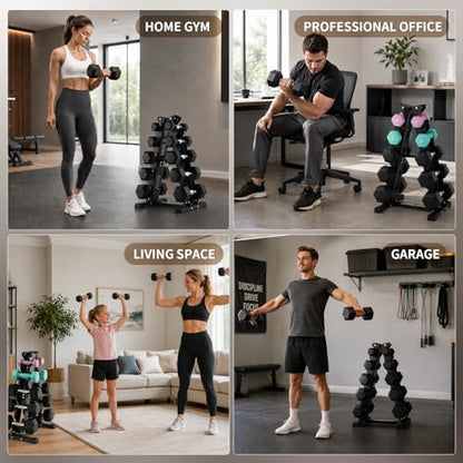 LIONSCOOL 5/6 Tier A-Frame Dumbbell Rack Stand Only, Heavy Duty Steel Weight Rack for Home Gym, Space-Saving Dumbbell Stand (200/300/600LBS Capacity) - size: 5 Tier 5-35LB