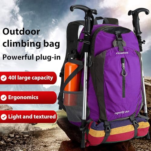 FENGDONG 40L Waterproof Lightweight Outdoor Daypack Hiking,Camping,Travel Backpack for Women Men Purple - color: A6-purple
