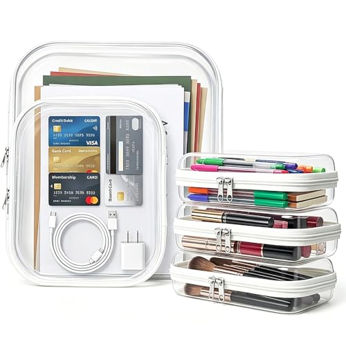 Clear Zipper Pouches (White-3P) - color: White-3P