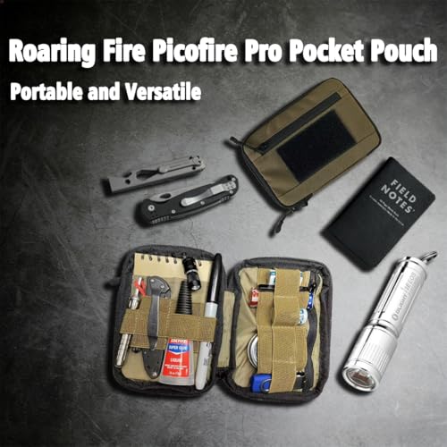 ROARING FIRE Picofire Pro EDC Pouch Organizer - Small Tool Pouch for Electronics, Cables, Flashlights,Multitool - with YKK Zippers, Water-Resistant 500D Nylon, Pocket pouch for men - color: fde