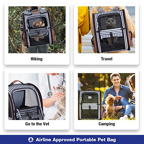 Extra Large Cat Backpack Carrier Expandable Pet Carrier Backpack for Small Dogs Medium Cats Fit Up to 18 Lbs, Dog Backpack Carrier, Foldable Puppy Backpack Carrier for Travel, Hiking,Striped - color: Striped