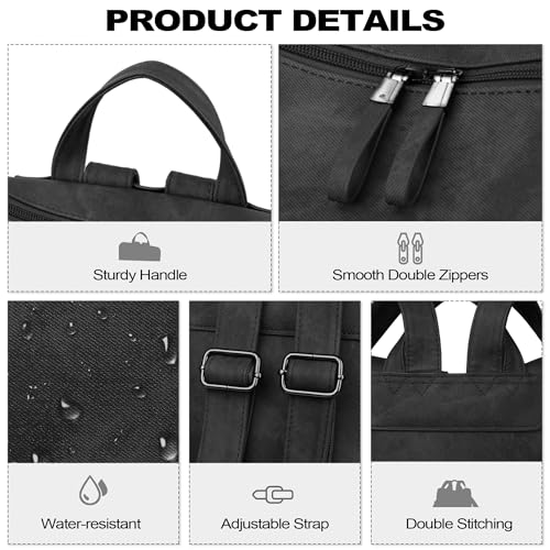 Dora & Liz Backpack Purse for Women, Pu Leather Designer Travel Backpack, Fashion Work Ladies Shoulder Bag Handbag - color: Black-3