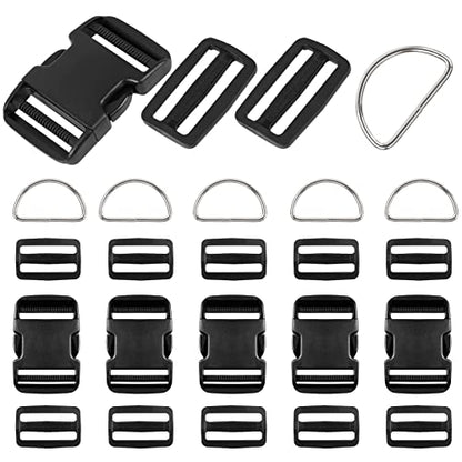 6 Pcs Quick Side Release Buckle, 12 Pcs Tri-Glide Slide、 6 Pcs Metal D-Rings,Dual Adjustable, No Sewing Required Suitable for 1 1/2 inch Wide Nylon Webbing (1 1/2 inch Buckle Combo Set) - color: 1 1/2" 6 Pcs Buckle Set