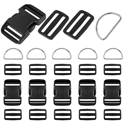 6 Pcs Quick Side Release Buckle, 12 Pcs Tri-Glide Slide、 6 Pcs Metal D-Rings,Dual Adjustable, No Sewing Required Suitable for 1 1/2 inch Wide Nylon Webbing (1 1/2 inch Buckle Combo Set) - color: 1 1/2" 6 Pcs Buckle Set