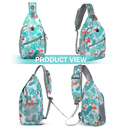 ZOMAKE Sling Bag,Small Crossbody Sling Backpack,Water Resistant Shoulder Daypack for Travel,Anti Thief Chest Bag for Hiking(Flamingo Blue) - color: Flamingo Blue