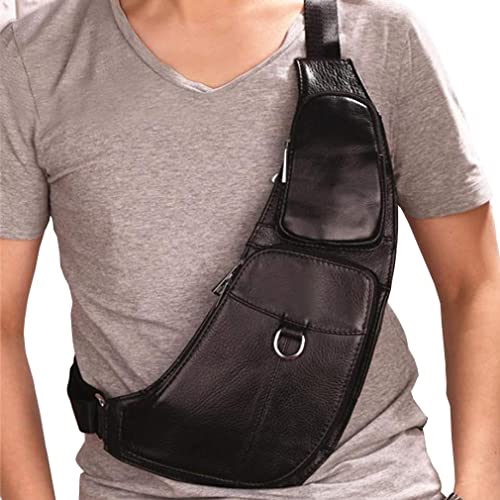 Leather Sling Bag Crossbody Backpack for Men Women Travel Outdoor Camping - color: #04coffee