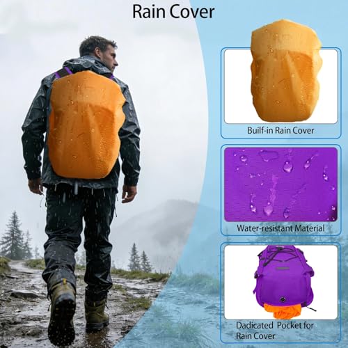 WOLT Hydration Backpack 18L Hiking Water Backpack with 2L Water Bladder for Men Women, Hydration Pack for Running Cycling Biking and Climbing - color: Purple