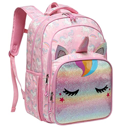 VASCHY Kids Backpacks, 12L Toddler & 17.5L School Backpacks, Lightweight Water-Resistant for Boys and Girls Ages 3-12 - color: Sparkle Unicorn, size: Large