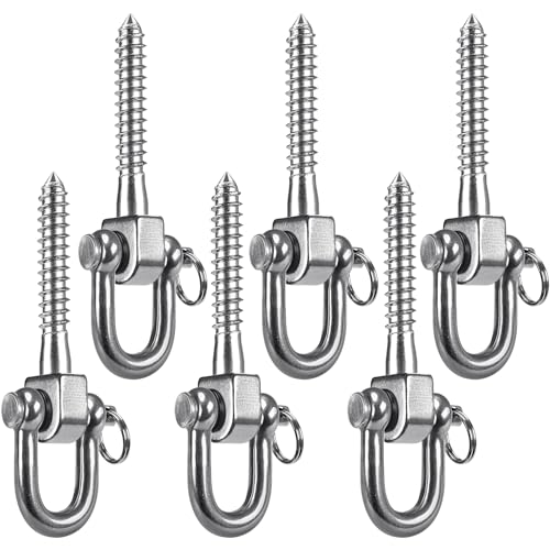 SELEWARE 6 Pack Swing Hangers Swing Set Hooks Stainless Steel Hammock Hooks for Porch Swing, Hammock Chair, Heavy Bag, Yoga Silk, Suspension Straps, Gymnastics Rings - color: Stainless 6 Pack Swing Hooks
