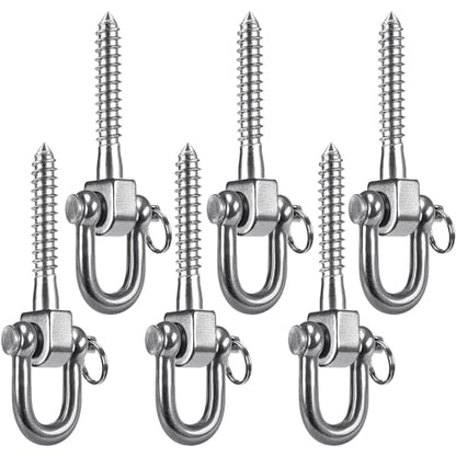 SELEWARE 6 Pack Swing Hangers Swing Set Hooks Stainless Steel Hammock Hooks for Porch Swing, Hammock Chair, Heavy Bag, Yoga Silk, Suspension Straps, Gymnastics Rings - color: Stainless 6 Pack Swing Hooks