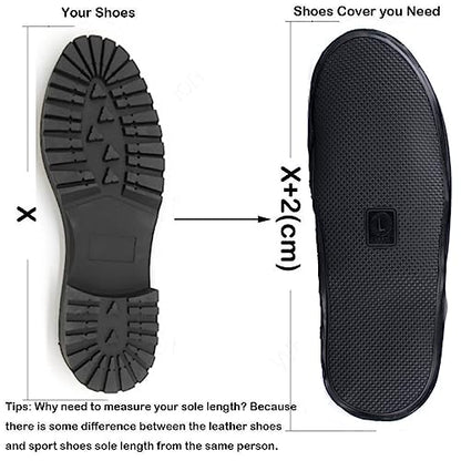 Waterproof Shoe Covers, Reusable Foldable Slip Proof Bottom Overshoes with Zipper, Keep Shoes Dry for Cycling Fishing Walking in Rain Snow and Mud (Black Short Boot, XL)