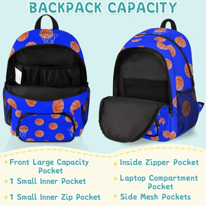Basketball Laptop Backpack for Women Men, Blue Work Travel Computer Backpacks, 18.3 Inch Large Computer Nurse Teacher Bags Casual Daypack - color: Multicolor 13