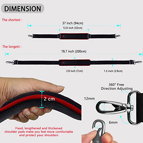 ZINZ 79 inch Shoulder Strap, Extra-thick Fixed Cushion Pad and Dual Clasps Universal Replacement Strap with Metal Swivel Hooks for Laptop Bags, Luggage Bags, Camera, Crossbody (200cm,Wine Edge) - color: Wine Edge