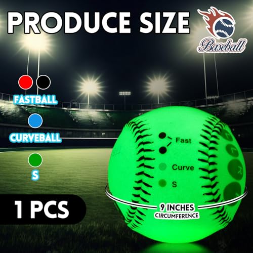 RoundFunny Training Baseball with Finger Placement Markers Baseball Training Equipment for Teenagers Beginners to Learn Multiple Grips - style: Glow in the Dark