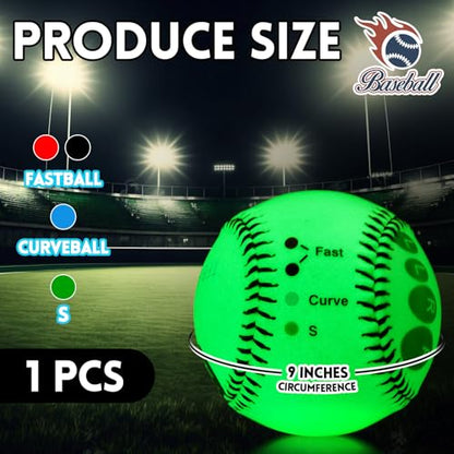 RoundFunny Training Baseball with Finger Placement Markers Baseball Training Equipment for Teenagers Beginners to Learn Multiple Grips - style: Glow in the Dark