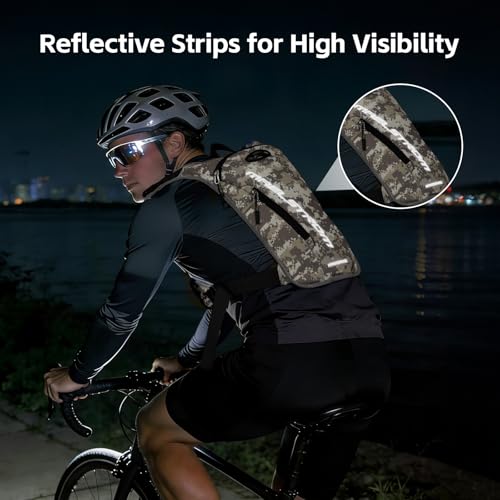 Maelstrom Hydration Vest with 2L Water Bladder Backpack for Running Hiking | Chest Pack, BPA-free, High Flow Bite, Reflective Stripe, Helmet Buckle, Detachable, Breathable Pad, for Cycling, Marathon - color: Camo