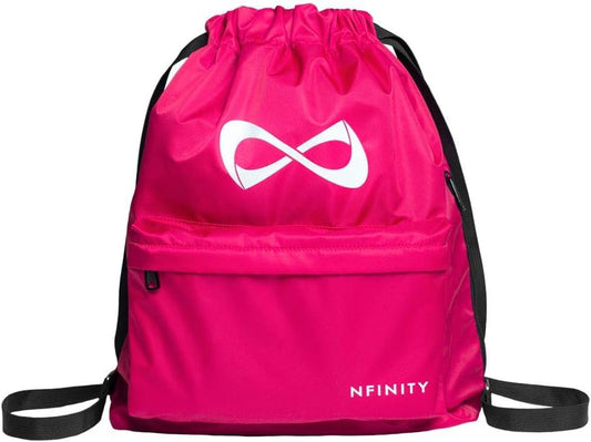 Nfinity Drawstring Backpack Large Capacity Multi-Compartment Cinch Bag - color: Pink