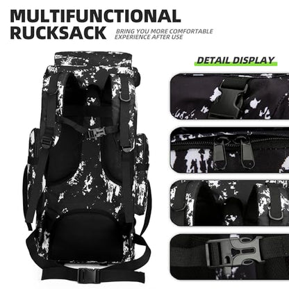 King'sGuard 70L Camping Hiking Backpack for Men Women Large Military Tactical Backpack Molle Rucksack Backpack for Outdoor - color: Black Lighting