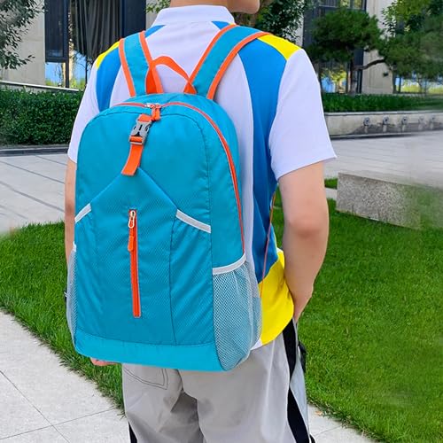 levayhill 25L Foldable Hiking Backpack,Small Packable Daypack, Blue | Lightweight Collapsible Bag,Water Repellent Travel Basic-Daypack,Men Women Camping Cycling Rucksack Outdoor Back Pack - color: Blue