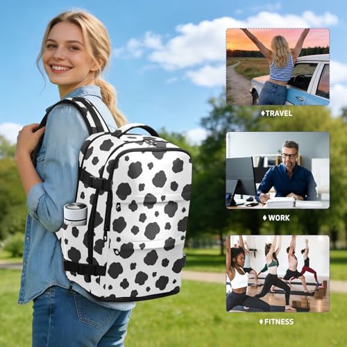 Travel Backpack with Shoe Compartment, 20L Large Capacity Laptop Backpack for Men Women, Black Spots Daypack for Traveling Hiking Carry On