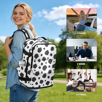 Travel Backpack with Shoe Compartment, 20L Large Capacity Laptop Backpack for Men Women, Black Spots Daypack for Traveling Hiking Carry On