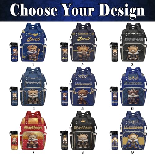 Newcos Custom Name Diaper Bags, Personalized Mommy Backpack Bag for Mom Women, Customized Monogram Tote Baby Diaper with Water Bottle for Newborn Wife Dad Birthday Mothers Day Blue - color: Patten 20