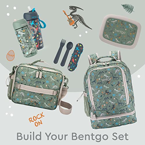 Bentgo Kids 2-in-1 Backpack & Insulated Lunch Bag - Durable 16” Backpack & Lunch Container in Unique Prints for School & Travel - Water Resistant, Padded & Large Compartments (Dino Fossils) - color: Dino Fossils
