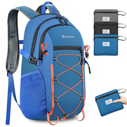 Seektop Packable Waterproof Hiking Backpack, 20L Lightweight Daypack - color: Blue