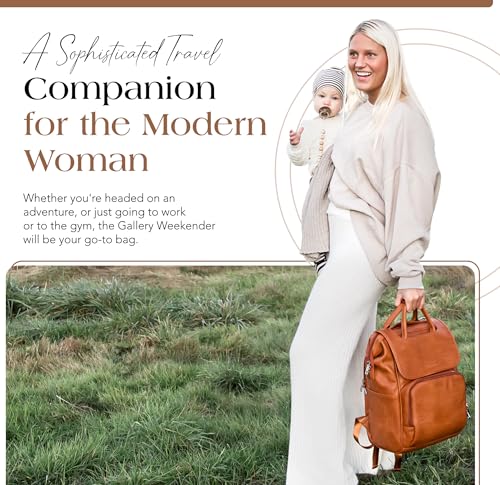 Citi Collective Explorer Brown Diaper Bag Backpack - Vegan Leather Diaper Bag with Shoulder Strap, Insulated Bottle Pockets, Changing Pad, Stroller Clip- Versatile Diaper Bag for Baby - color: Brown