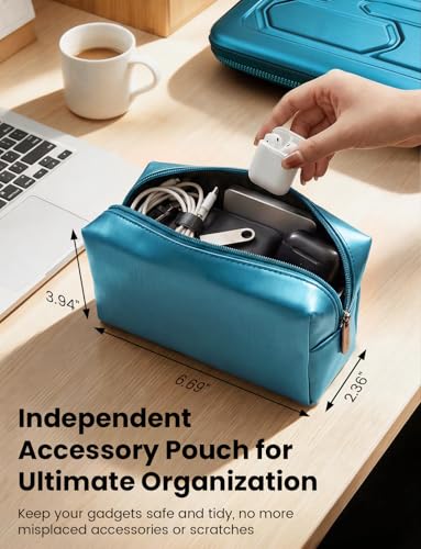 DOMISO Laptop Hard Case 15-16 inch Waterproof Shockproof Hard Shell Laptop Sleeve with Handle & Storage Pocket, Compatible with MacBook, HP, Dell, Teal - color: Teal, size: 15.6 inch