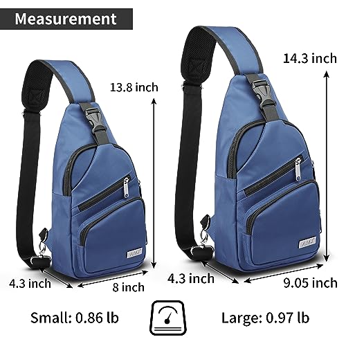 AMJ Crossbody Sling Bag Men Women, Casual Shoulder Backpack, Chest Daypack Satchel for Hiking Travel - color: Blue, size: Large