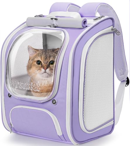 Pecute Cat Backpack Carrier,Large Space Cat Bubble Backpack,Light Purple - color: Light Purple, size: 12.6"L x 10.2"W x 16.5"H