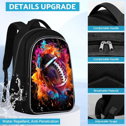 TILYTADLY School Backpack for Boys - American Football Boys Backpack for Kids Children Teens Elementary Middle School - Students Bag for Ages 6-18,17″Bookbag Multifunctional Large Capacity - color: American Football-05-backpack Only