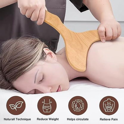 10-in-1 Wood Therapy Massage Tools Gua Sha Wooden Massager for Body Shaping Massage Tool Set Wood Therapy Tools for Relieving Muscle Pain Body Lymphatic Drainage Massager Anti-Cellulite