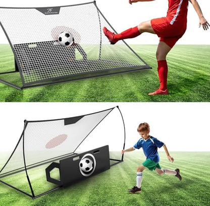 SwiftSurge Soccer Rebounder Net - Collapsible Rebounder Soccer Trainer Net with Rebound Board, Steel Iron Tubes - Soccer Ball Net Kicker for Passing, Volley & Solo Training - 6 Feet x 4 Feet