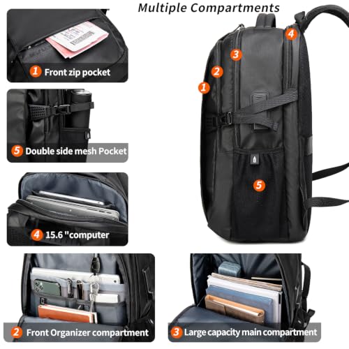 ARCTIC HUNTER AH Business Laptop Backpack for Men Work Commuting, 30L Large Travel Carry On Backpack Flight Approved for Airplane, Professional College Backpacks Casual Daypack Black - color: Black