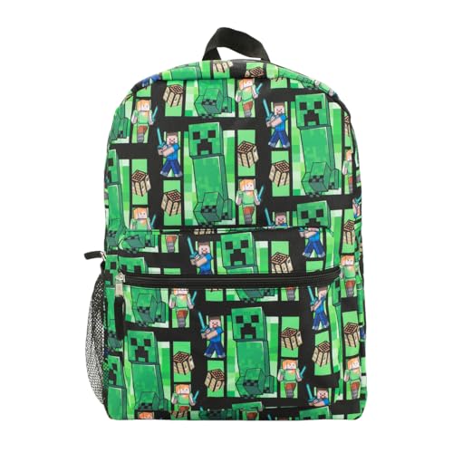 Bioworld Minecraft Creeper All-Over Print 18" Backpack - color: Minecraft Green-1